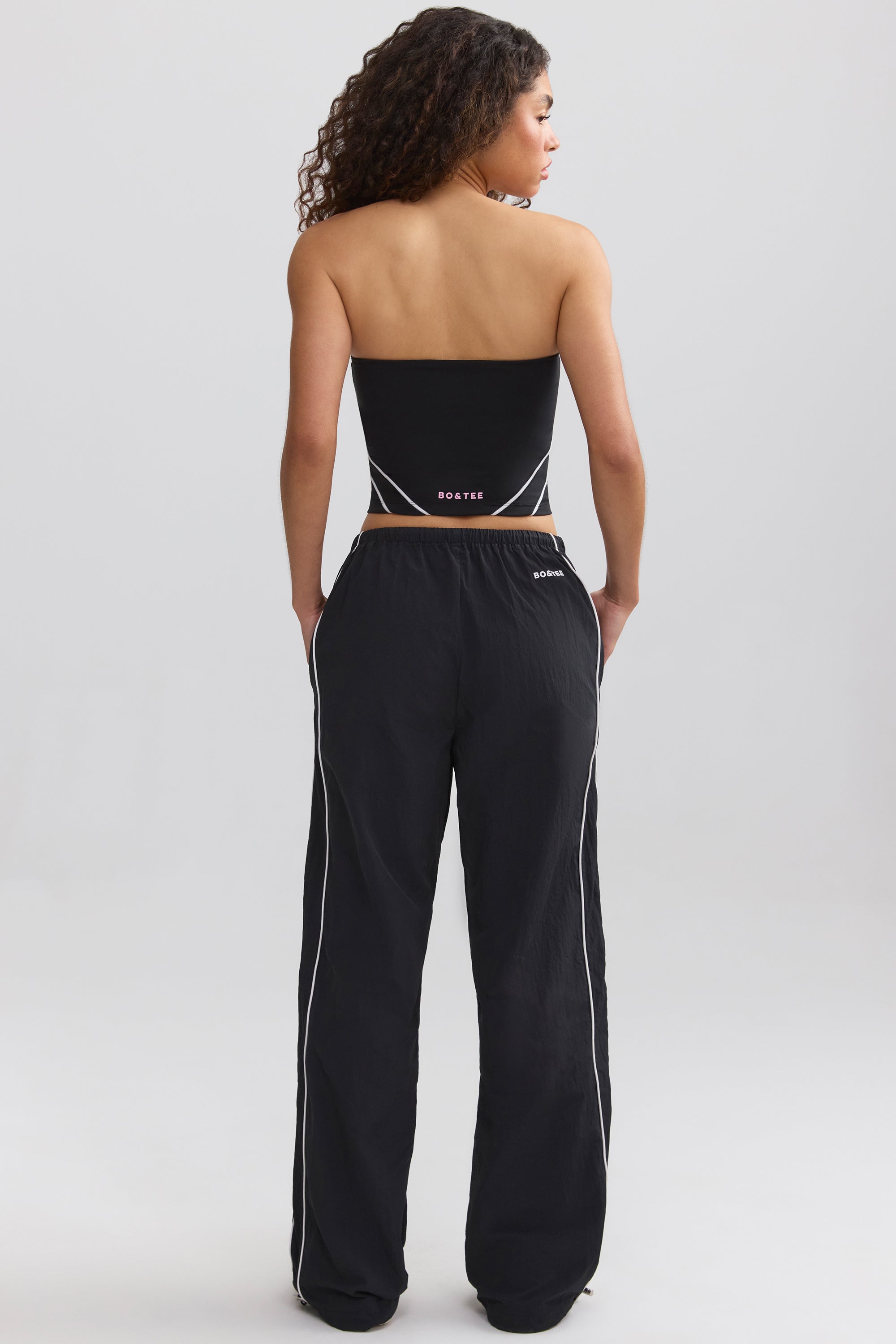 Water-Repellent Wide-Leg Track Pants in Black
