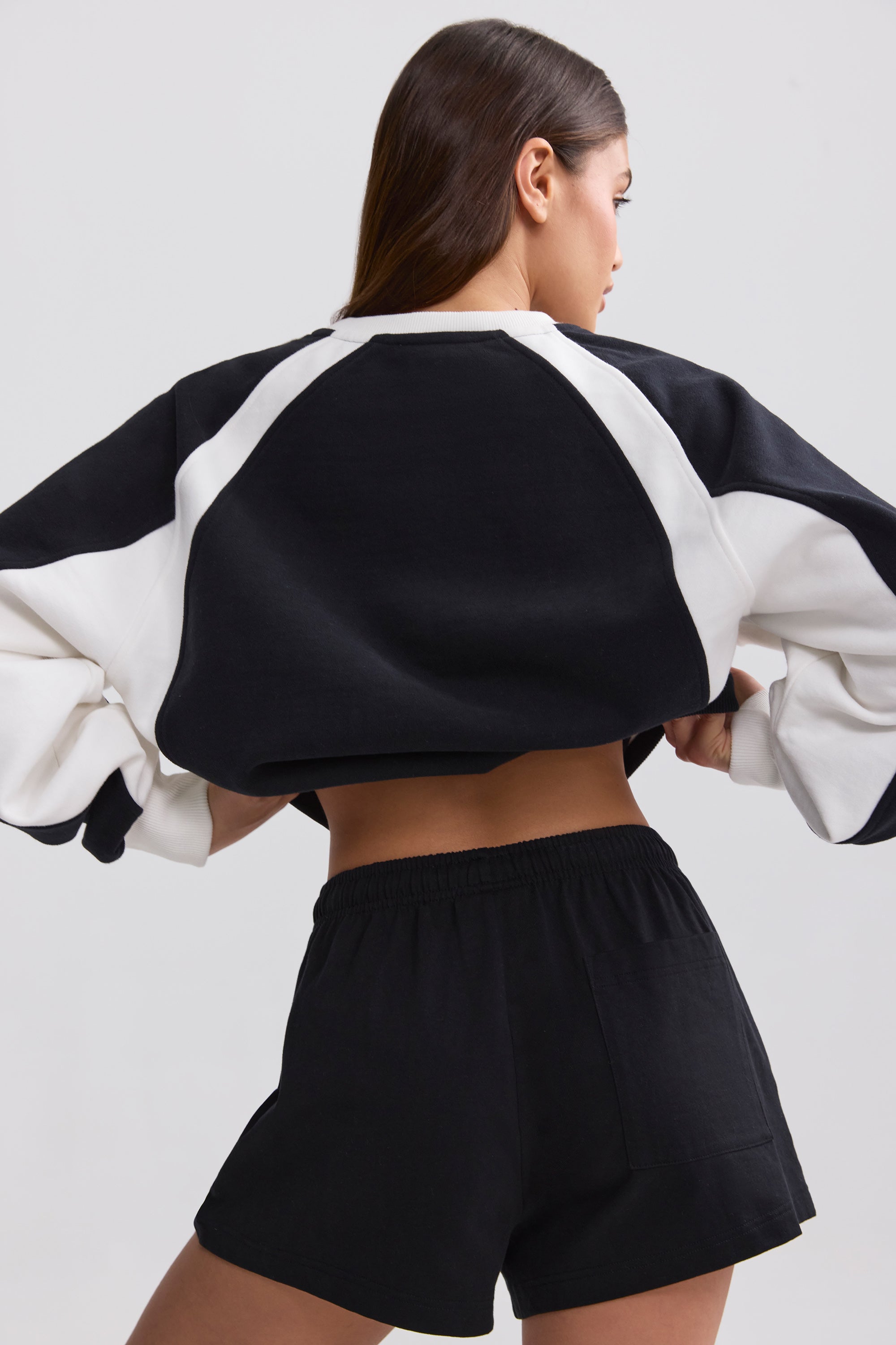Soft Cotton Jersey Elasticated Mini Shorts in Black