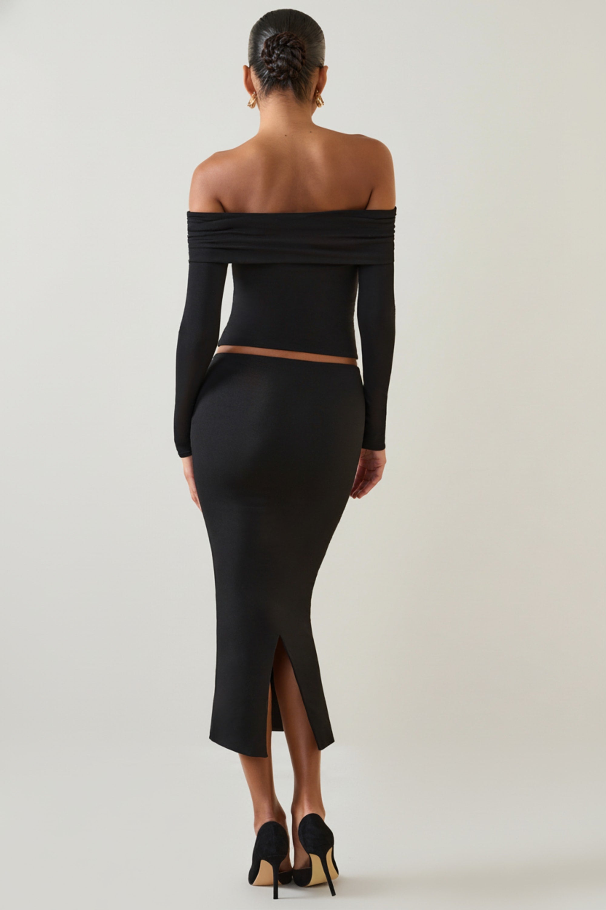 Modal Mid-Rise Midaxi Skirt in Black